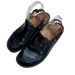 FINN COMFORT GERMANY Women's 41 D Leather Slip On Clog Mule Ankle Strap Black